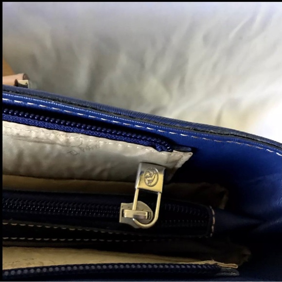 El Potro Tote Leather Blue Shoulder Bag Shopper Zipper Studs Double Handle - Picture 10 of 15